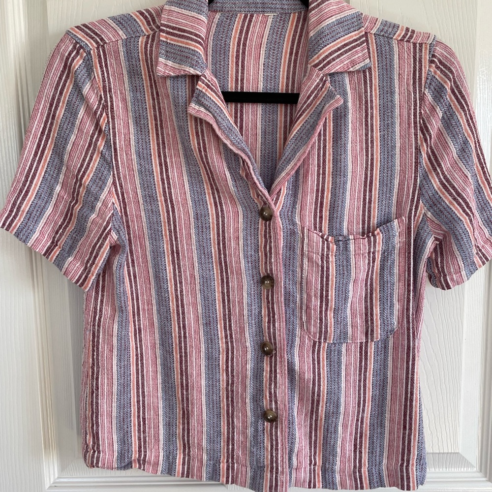 Boho Cropped Button-Up Blouse